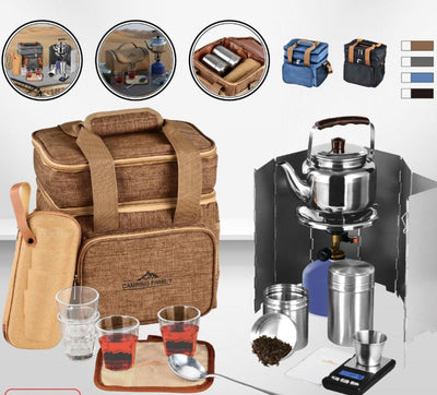 طقم عزبة شاي حجم كبير لون بيج