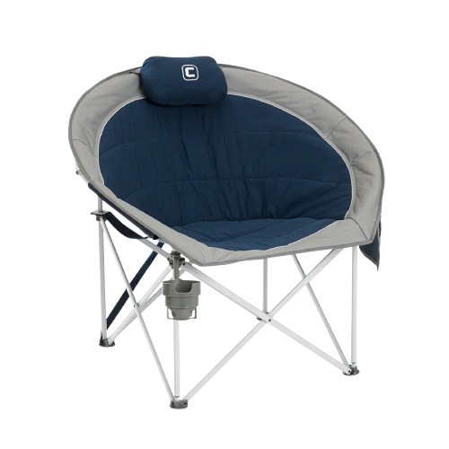 كرسي على شكل قمر مبطن كبير (أزرق)