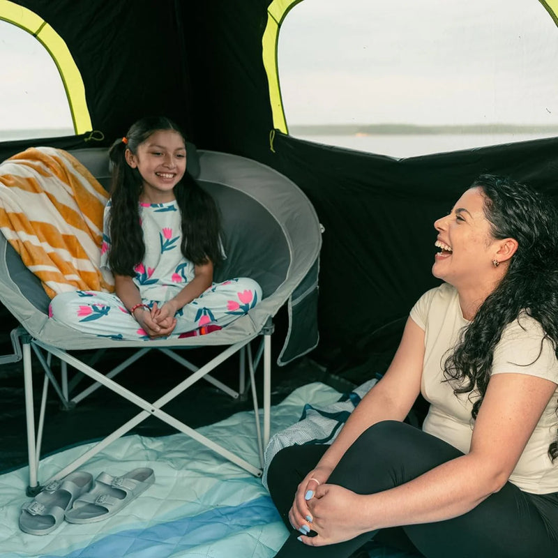 كرسي على شكل قمر مبطن كبير (أزرق)