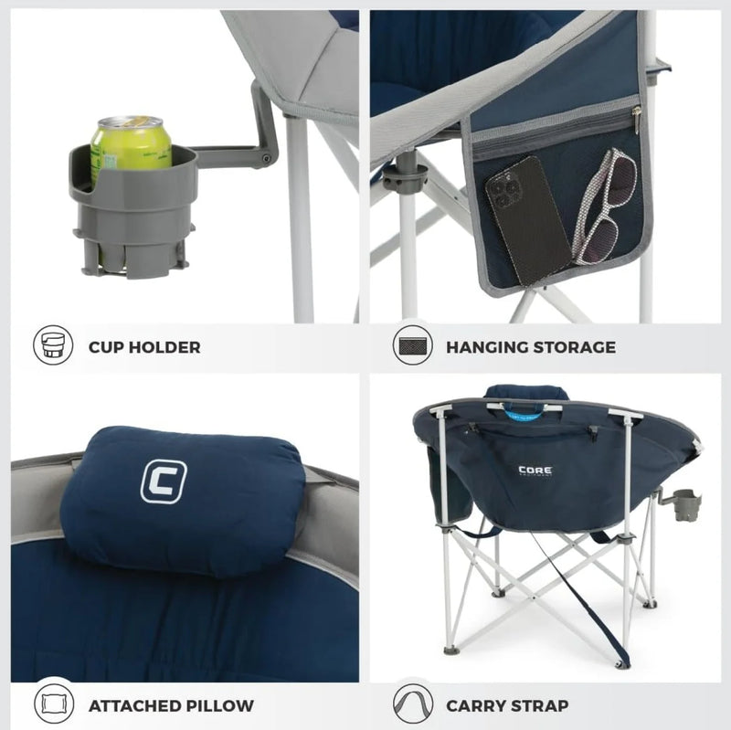 كرسي على شكل قمر مبطن كبير (أزرق)