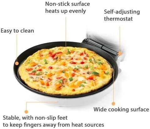 ماكينة كهربائية 3 في 1 لتحضير البيتزا والروتي والتورتيلا – 1500 واط، 30 سم