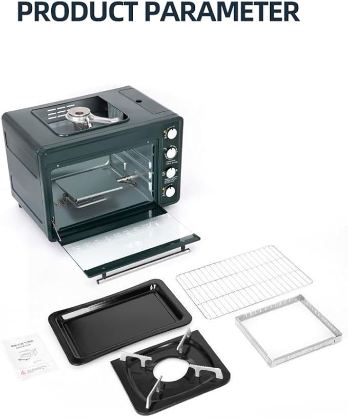 (أسود) موقد وفرن غاز مدمج بسعة 25 لتر