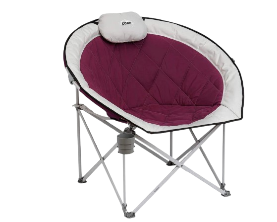 كرسي على شكل قمر مبطن كبير (أحمر - فضي)