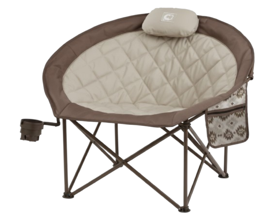 كرسي على شكل قمر مبطن كبير (بني - بيج)