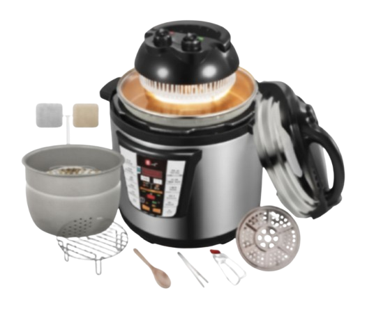 قدر ضغط كهربائي + مقلاة هوائية 2 في 1 (سعة 6 لتر)