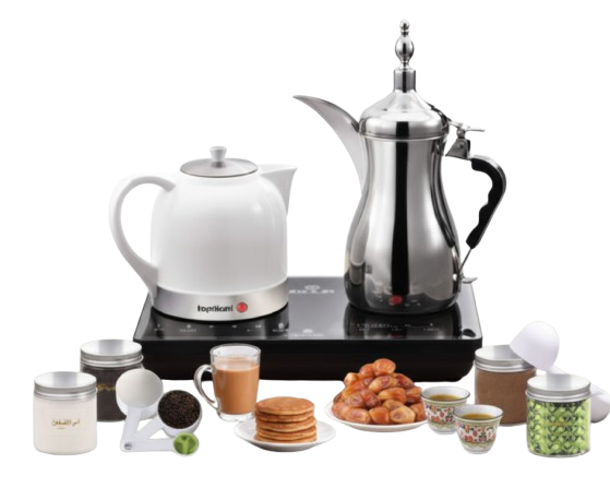 صانعة قهوة عربية وشاي رقمية  سعة 1 لتر لكل إبريق