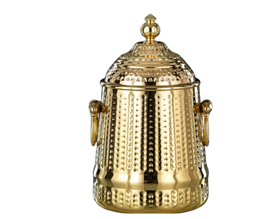 علبة تخزين ستانلس ستيل باللون الذهبي 1.4 لتر