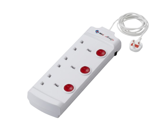 مقبس تمديد كهربائي قوي 3مخارج مع مفاتيح تشغيل لكل مخرج – طول5 متر