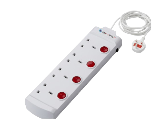 مقبس تمديد كهربائي قوي 4 مخارج مع مفاتيح تشغيل لكل مخرج – طول 3 متر