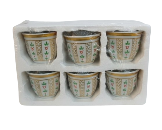 طقم فناجين القهوة العربية التقليدية - 6 قطع