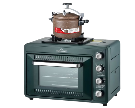 (أسود) موقد وفرن غاز مدمج بسعة 25 لتر