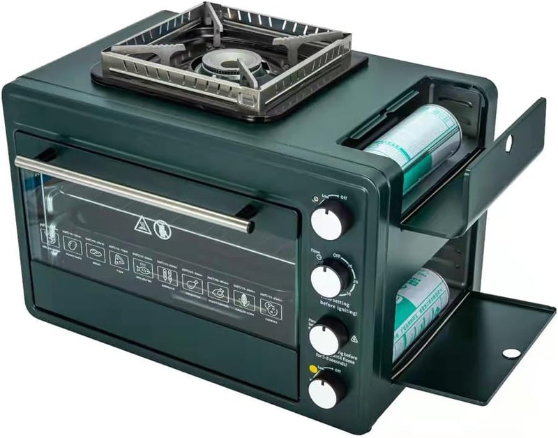 (أسود) موقد وفرن غاز مدمج بسعة 25 لتر