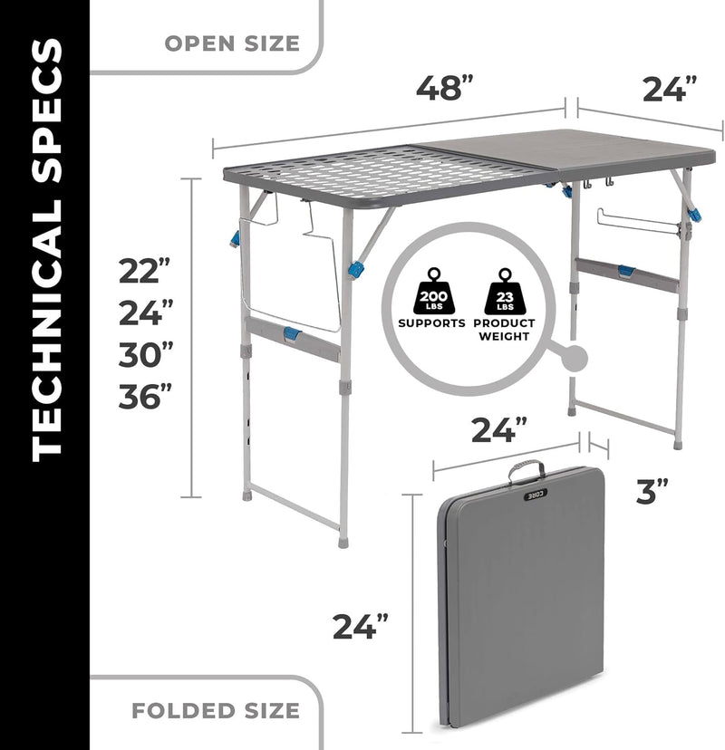 طاولة تخييم  – 61 × 121.9 × 91.4 سم