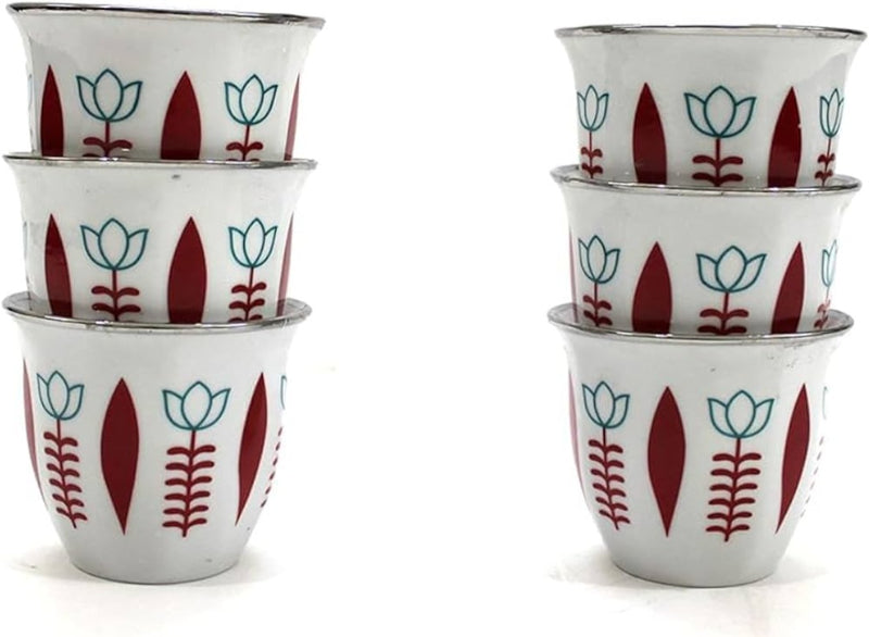 A set of coffee cups decorated with Arabic letters - 12 cups