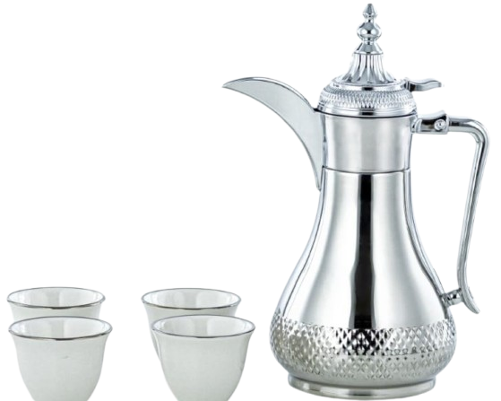 طقم دلة مع 4 أكواب قهوة – 0.6 لتر