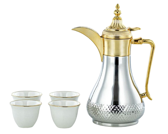 طقم دلة مع 4 أكواب قهوة – 0.6 لتر
