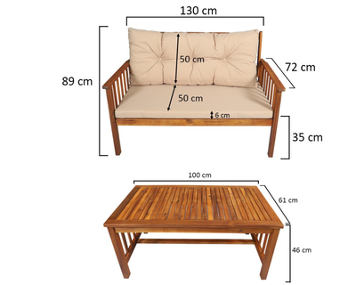 طقم طاولة مستطيلة و كرسيين مفرد وكرسي مزدوج
