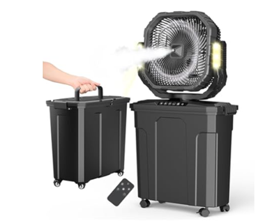 مروحة صحراوية مع جهاز تحكم وشاشة وبخاخ رذاذ