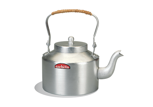 Aluminum pot with wooden handle