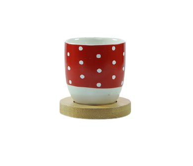 Red heritage coffee cup set - dotted 