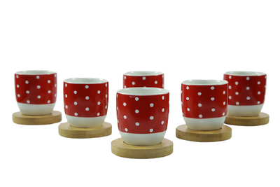 Red heritage coffee cup set - dotted 