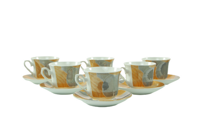 A set of colorful tea cups 