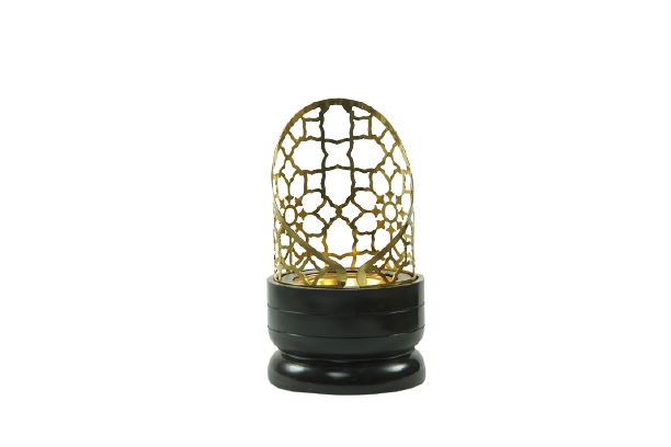 Open golden cage incense burner