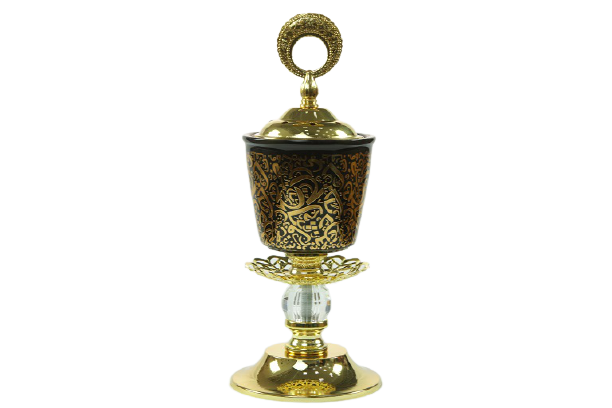 The hospitality incense burner is decorated with Arabic letters