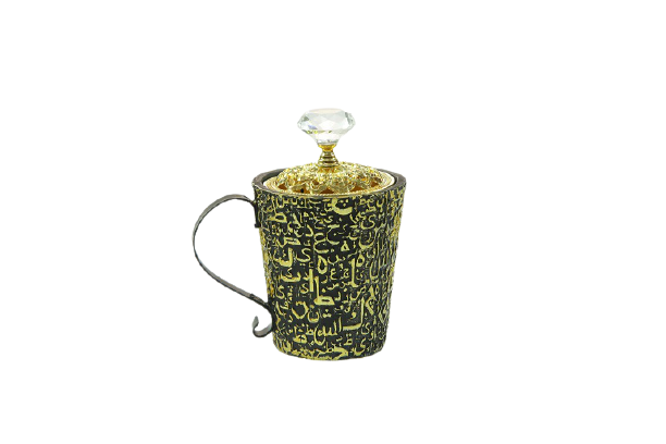 Black Mubkhar mug - decorated with letters