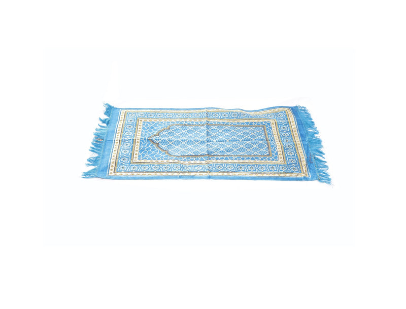 Decorated prayer mat - light blue