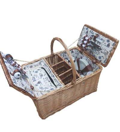 Complete Wooden Picnic Basket - Brown