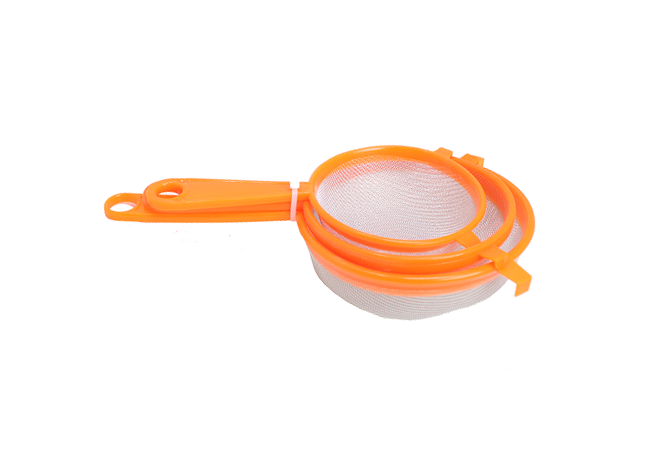 Orange plastic strainer - different sizes