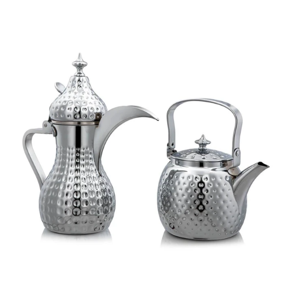 Silver stainless steel tea and coffee set - 2 litres