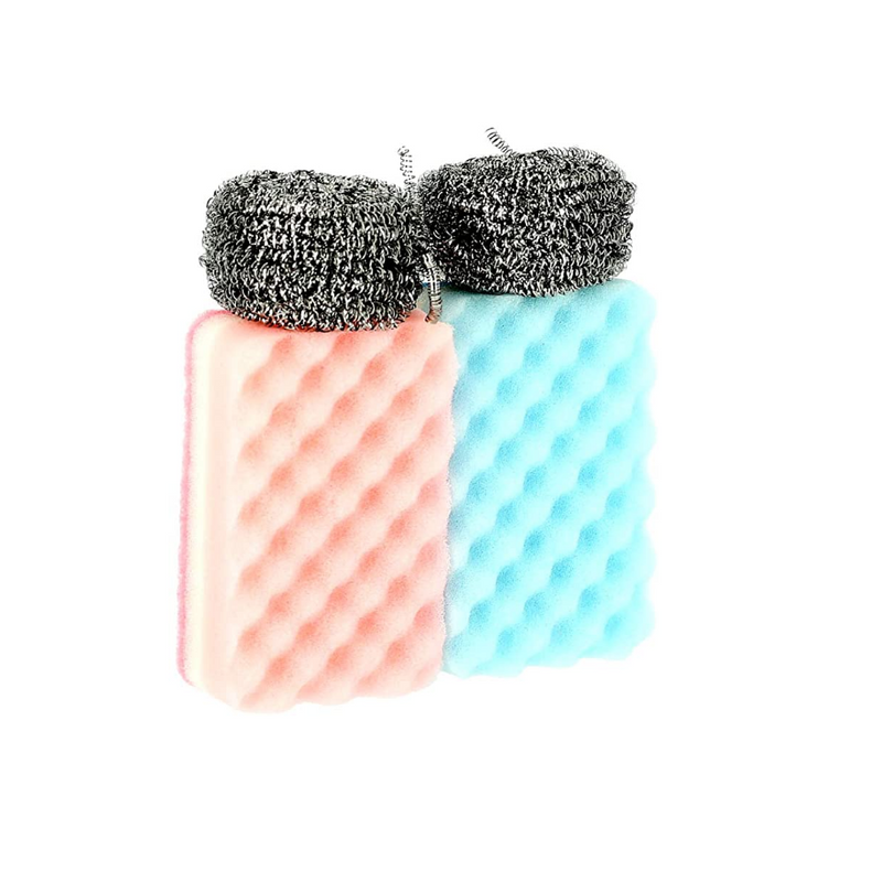 2pcs hard wool + 2pcs cleaning sponge 