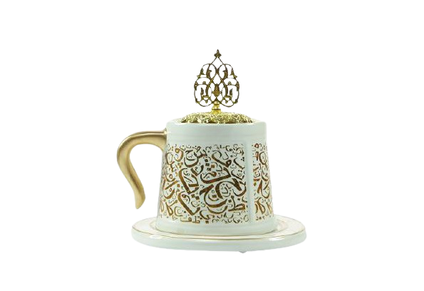 Mabkhar mug, white - decorated with Arabic letters