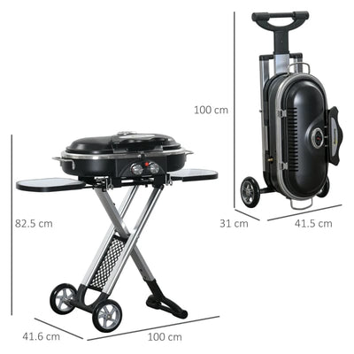 Portable folding gas grill