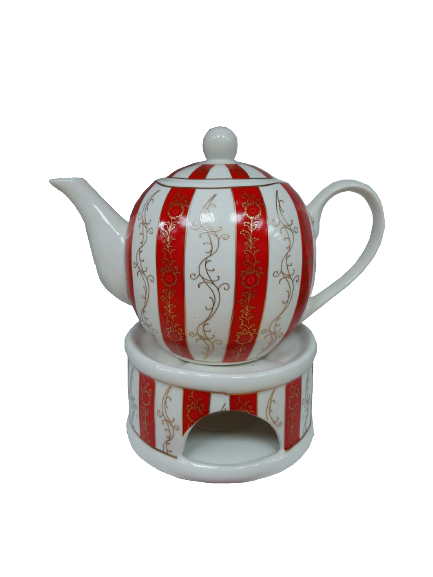Ceramic Dallah with Stand - Red