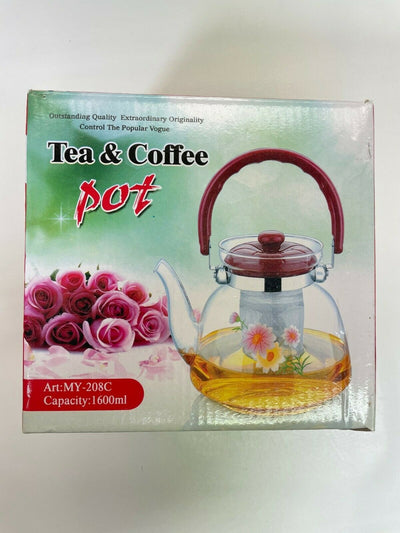 Heat resistant glass tea and coffee pot